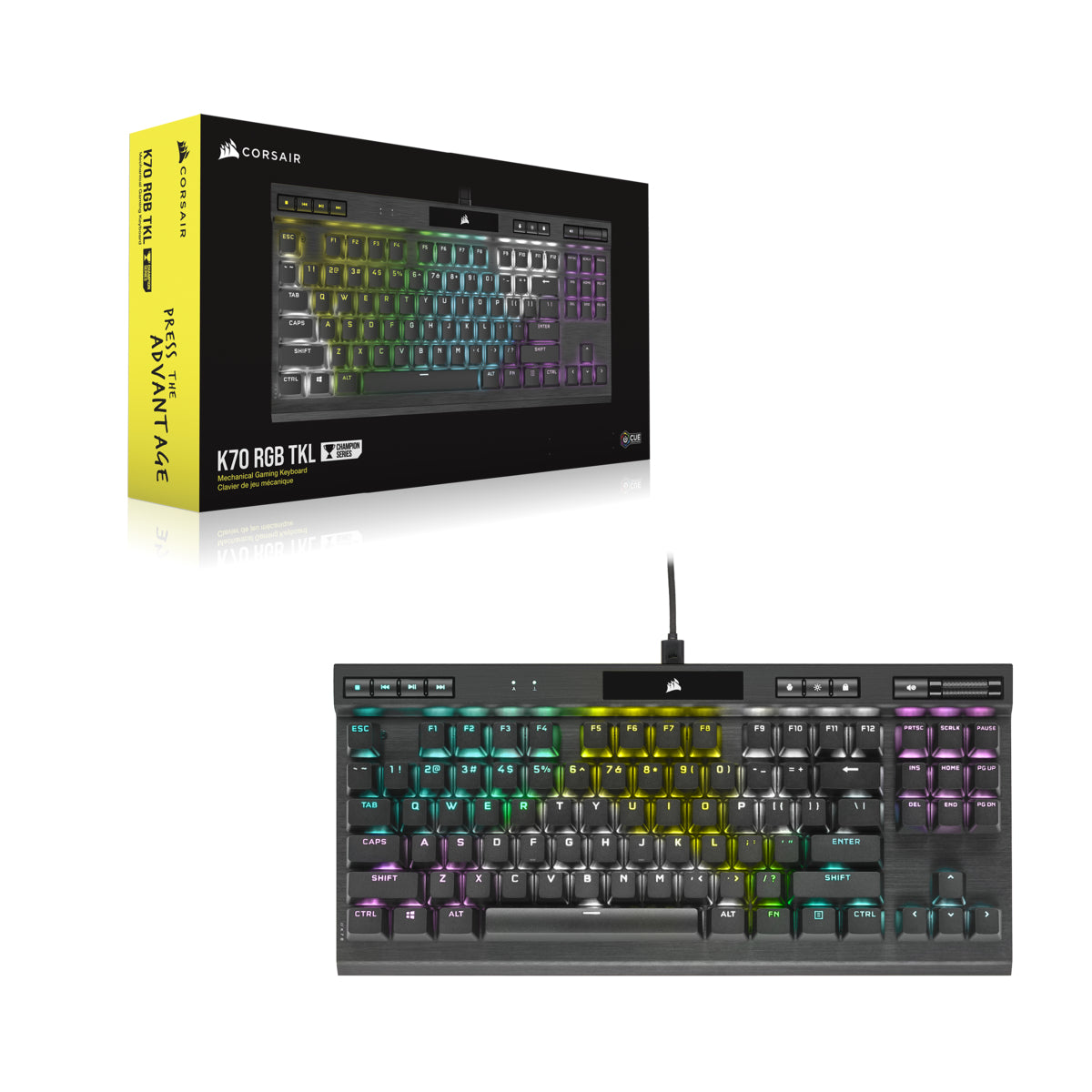 Corsair K70 RGB TKL keyboard USB QWERTY US English Black