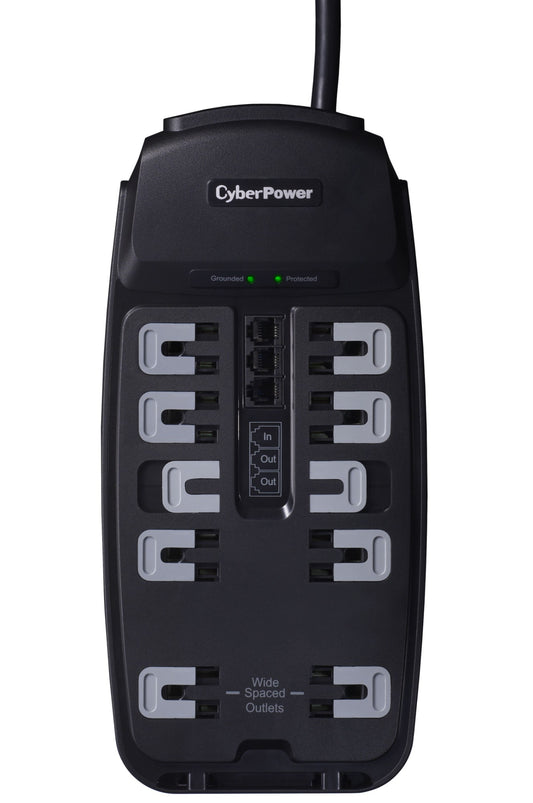 CyberPower CSP1008T surge protector Black 10 AC outlet(s) 125 V 94.5" (2.4 m)