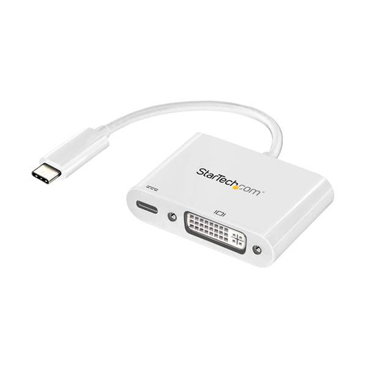 CDP2DVIUCPW - StarTech.com USB-C (DP 1.2 ALT MODE HBR2) TO DVI-D VIDEO DISPLAY ADAPTER WITH 60W POWER DELIV