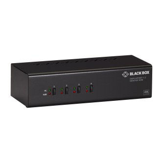 KVM SWITCH - 4-PORT, DUAL-MONITOR, DISPLAYPORT 1.2, 4K 60HZ, USB 3.1 HUB, AUDIO,