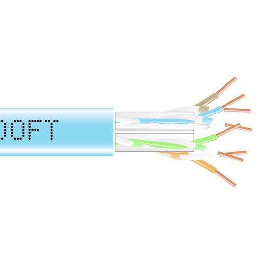 CAT6 550-MHZ SOLID ETHERNET BULK CABLE - UNSHIELDED (UTP), CMP PLENUM, BLUE, 100