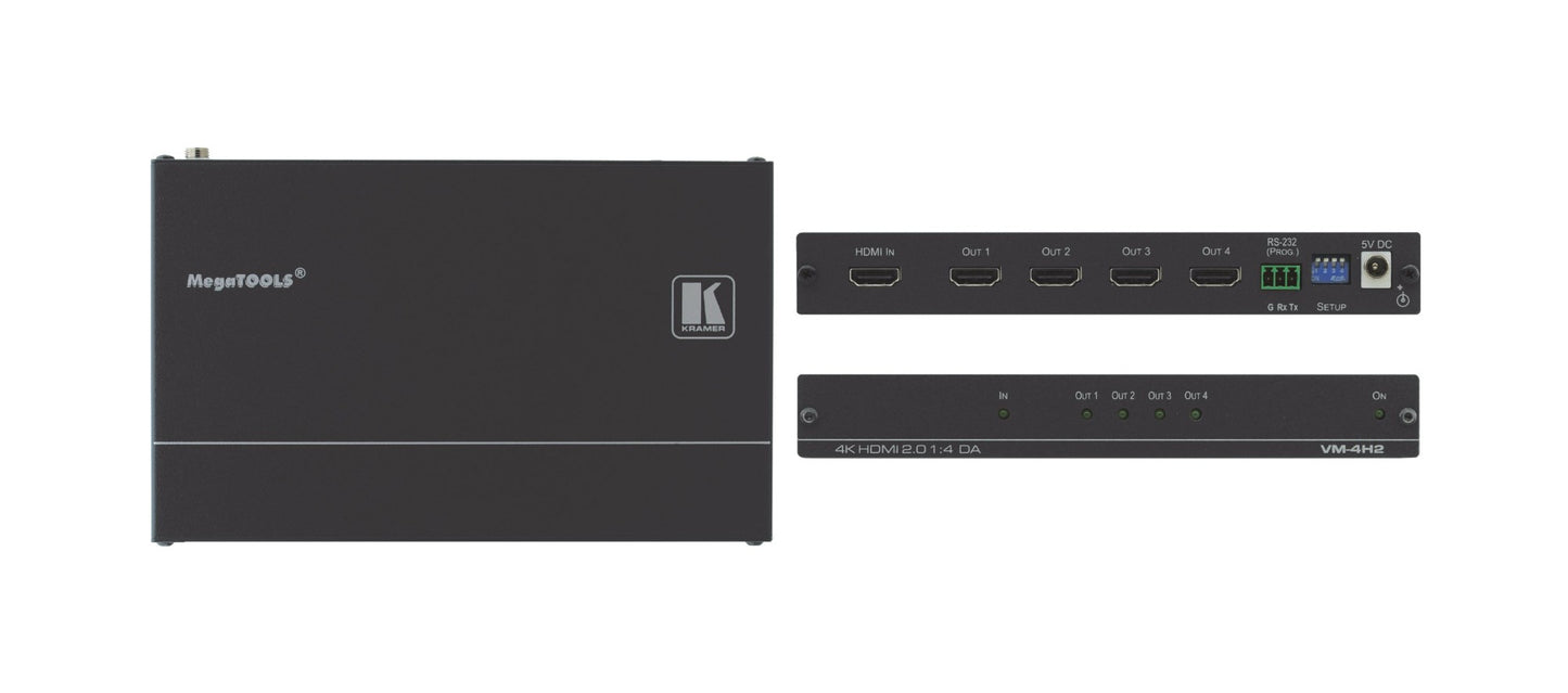 10-80408090 - Kramer Electronics VM-4H2 IS A 1:4 DISTRIBUTION AMPLIFIER FOR UP TO 4K HDR, HDMI SIGNALS THAT COMPL