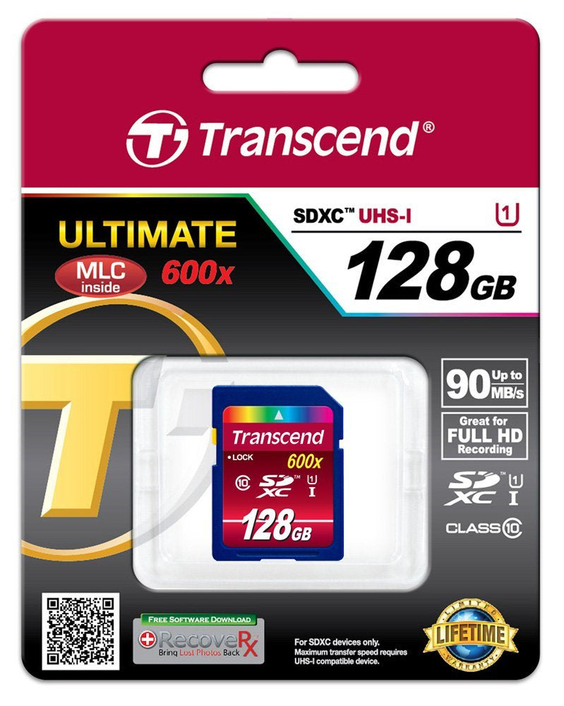 TS128GSDXC10U1 - Transcend 128GB SDXC CLASS10 UHS-I CARD,600X