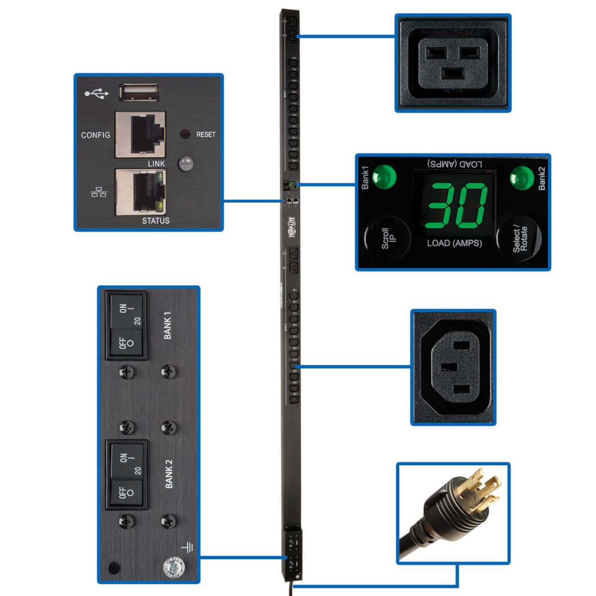 Tripp Lite PDUMV30HVNETLX power distribution unit (PDU) 24 AC outlet(s) 0U Black