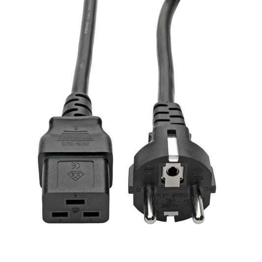 8FT 2-PRONG COMPUTER POWER CORD EUROPEAN CABLE C19 TO SCHUKO CEE 7/7 PLUG 16A 8