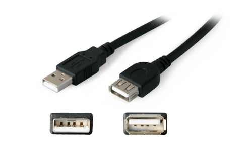 USBEXTAA6INB-5PK - AddOn Networks ADDON 5 PACK OF 15.24CM (6.00IN) USB 2.0 (A) MALE TO FEMALE BLACK EXTENSION CABL