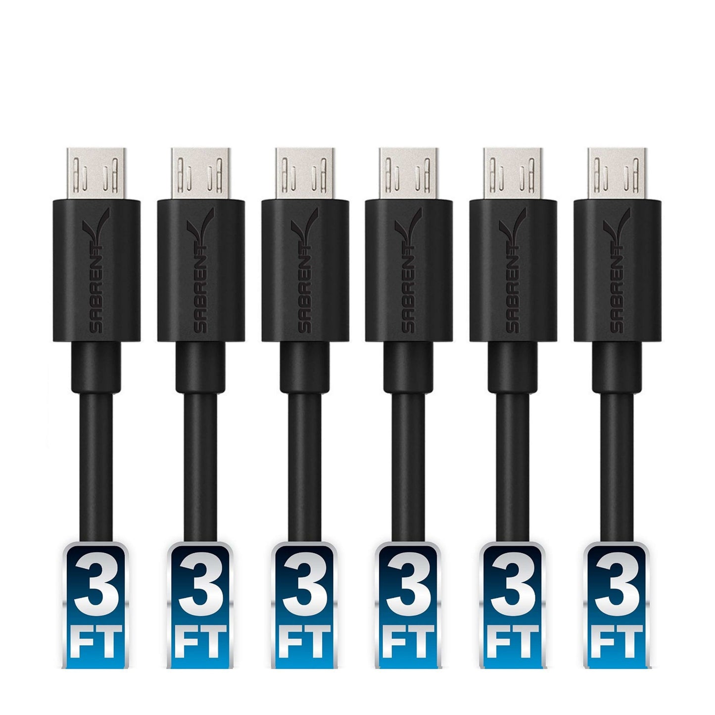 Sabrent CB-UM63-PK50 USB cable 36" (0.914 m) USB 2.0 USB A Micro-USB B Black