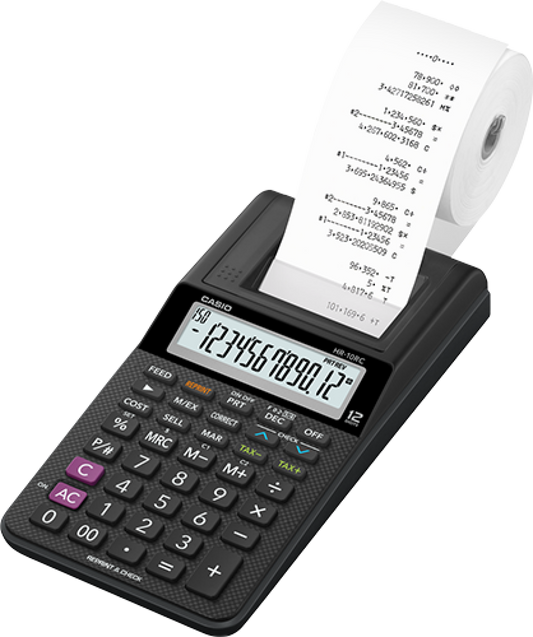 HR-10RC - Casio Handheld Portable Printing Calculator Black Print 1.6 Lines/Sec
