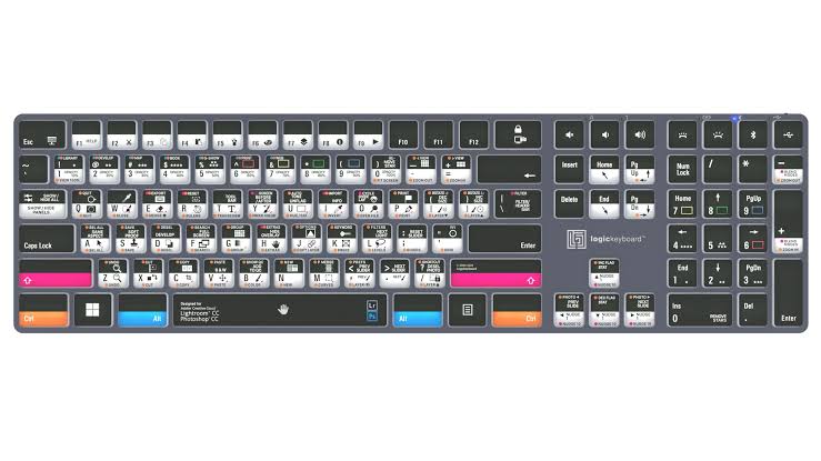 LKB-PSLR-TPC-FR - LogicKeyboard Adobe Photoshop Lightroom French AZERTY Backlit Bluetooth USB-C TITAN PC Keyboard
