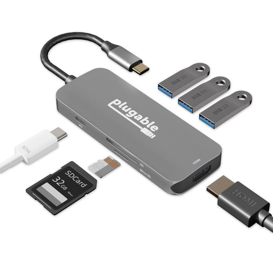 USBC-7IN1 - PLUGABLE TECHNOLOGIES PLUGABLE USB C 7-IN-1 ADAPTER HUB