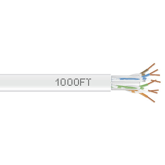 CAT6 550-MHZ SOLID ETHERNET BULK CABLE - UNSHIELDED (UTP), CMR PVC, WHITE, 1000-