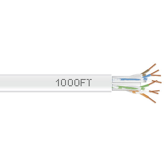 CAT6 550-MHZ SOLID ETHERNET BULK CABLE - UNSHIELDED (UTP), CMR PVC, WHITE, 1000-