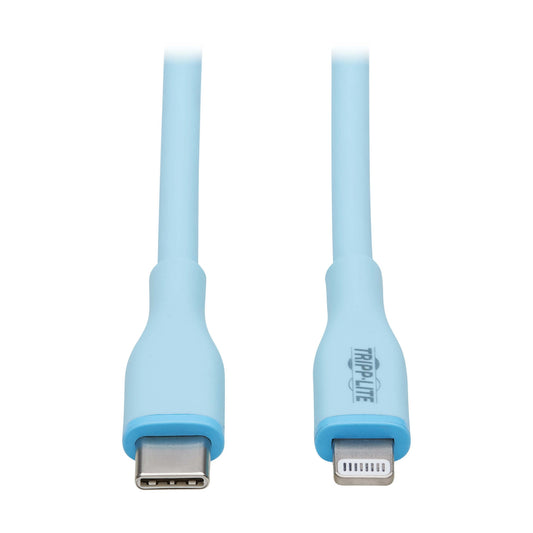 M102AB-006-S-LB - Tripp Lite SAFE-IT USB C TO LIGHTNING SYNC/CHARGE CABLE LIGHT BLUE M/M 6FT