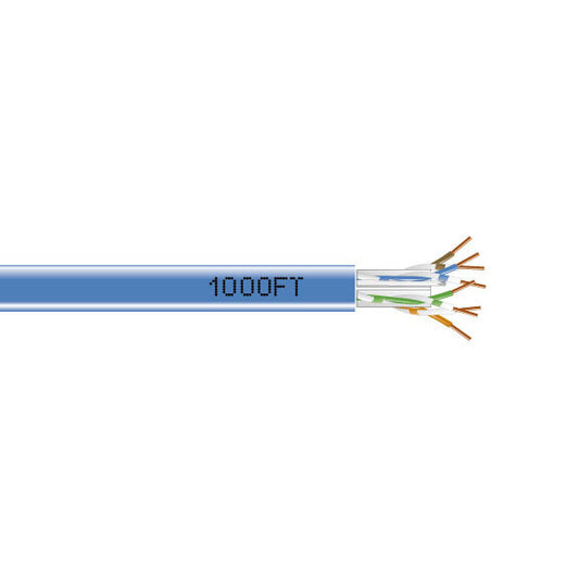 CAT6 550-MHZ SOLID ETHERNET BULK CABLE - UNSHIELDED (UTP), CMR PVC, BLUE, 1000-F