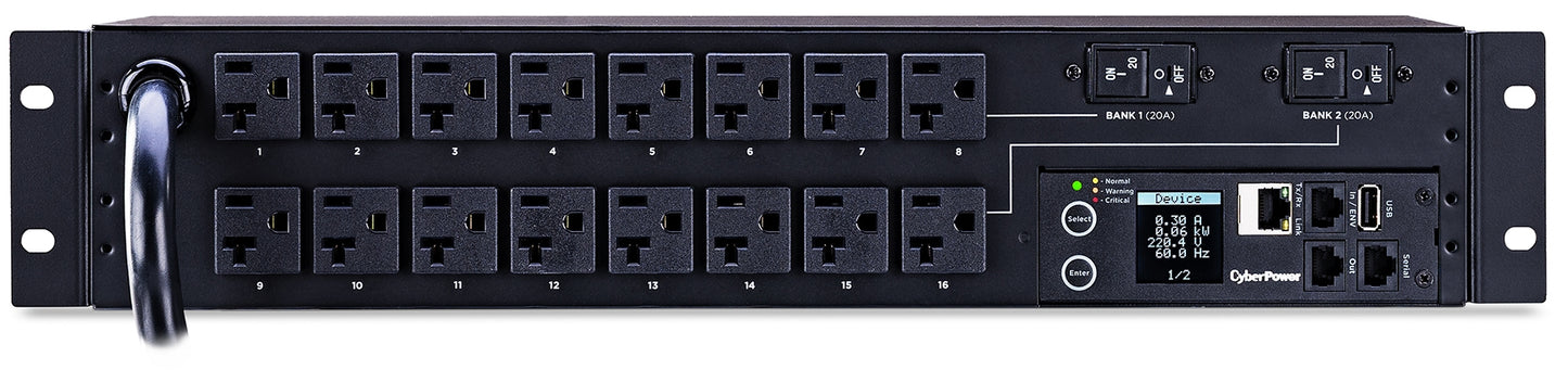 CyberPower PDU31003 power distribution unit (PDU) 16 AC outlet(s) 2U Black