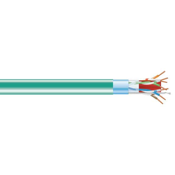 CAT6A 650-MHZ SOLID ETHERNET BULK CABLE - SHIELDED (F/UTP), CMR PVC, GREEN, 1000