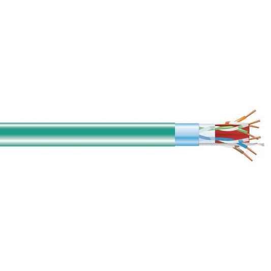 CAT6A 650-MHZ SOLID ETHERNET BULK CABLE - SHIELDED (F/UTP), CMR PVC, GREEN, 1000