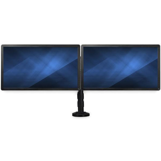 SAVE SPACE BY MOUNTING TWO MONITORS UP TO 27 ONTO A SINGLE LOW-PROFILE BASE, WIT