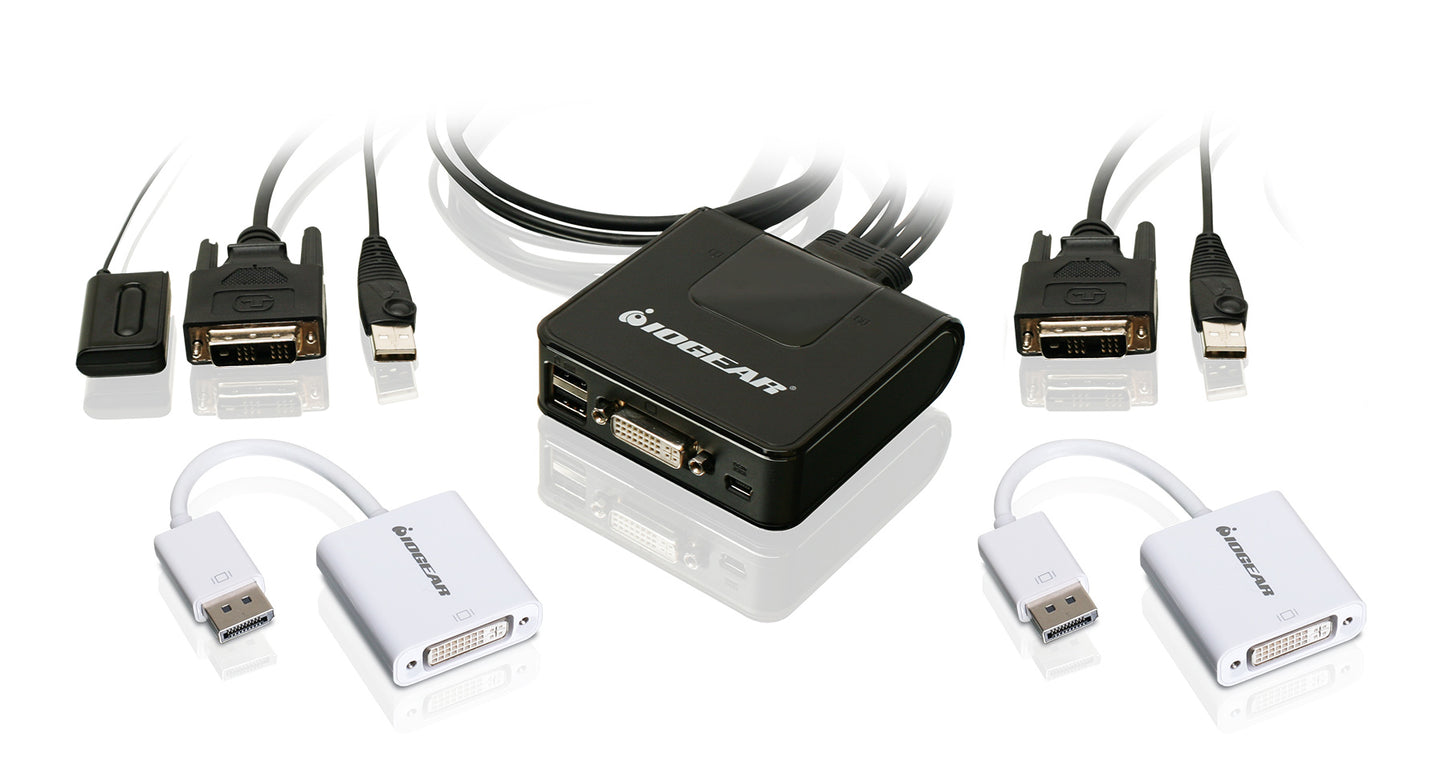 GCS922DPKIT - iogear 2-PORT USB DVI CABLE KVM SWITCH WITH DISPLAYPORT ADAPTERS