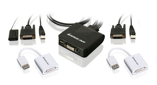 GCS922DPKIT - iogear 2-PORT USB DVI CABLE KVM SWITCH WITH DISPLAYPORT ADAPTERS
