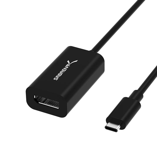 Sabrent DA-DPUC-PK100 video cable adapter USB Type-C DisplayPort Black