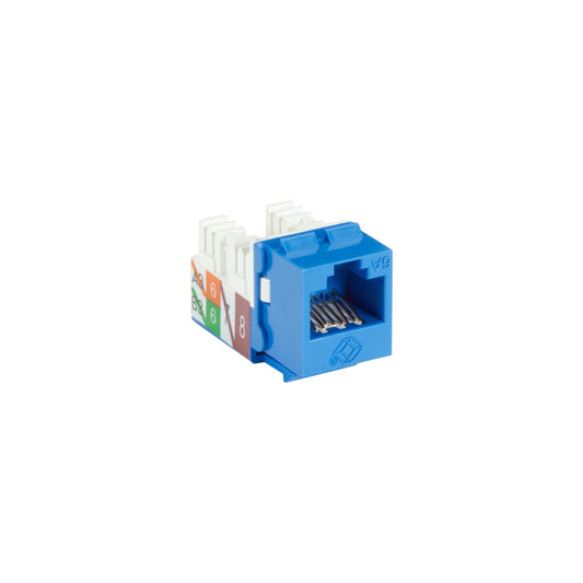 CAT6A KEYSTONE JACK - UNSHIELDED, RJ45, BLUE, 25-PACK, GSA, TAA