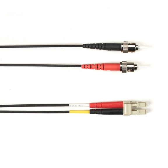 OM2 50/125 MULTIMODE FIBER OPTIC PATCH CABLE - OFNP PLENUM, ST TO LC, BLACK, 8-M