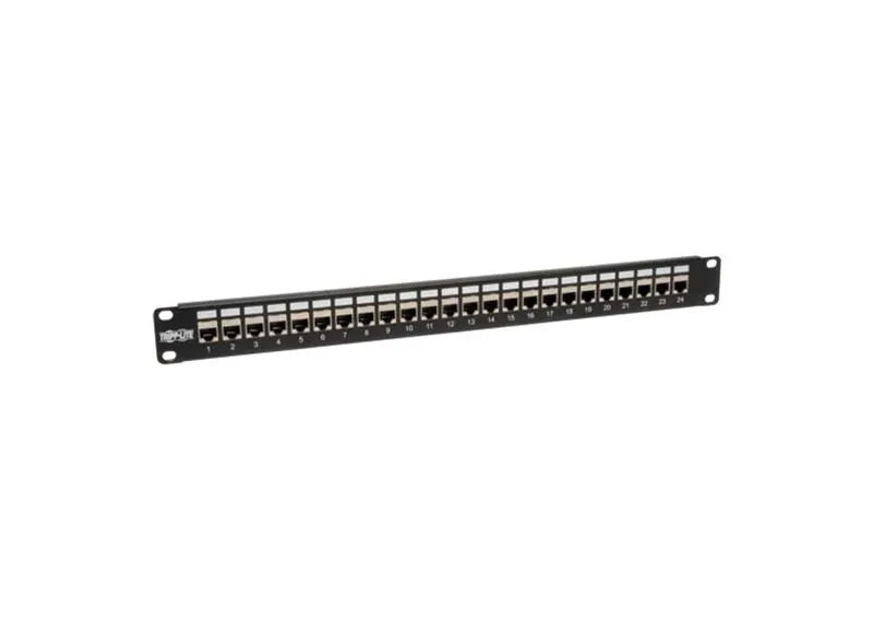 N254-024-SH - Tripp Lite 24-PORT SHIELDED CAT6 PATCH PANEL FEED THROUGH RACKMOUNT RJ45 1URM TAA