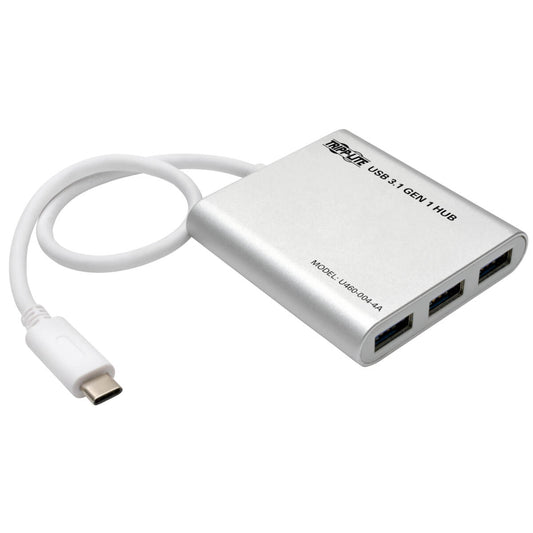 U460-004-4A - Tripp Lite 4-PORT USB 3.1 GEN 1 PORTABLE HUB - USB TYPE-C (USB-C) TO (X4) USB-A, ALUMINUM