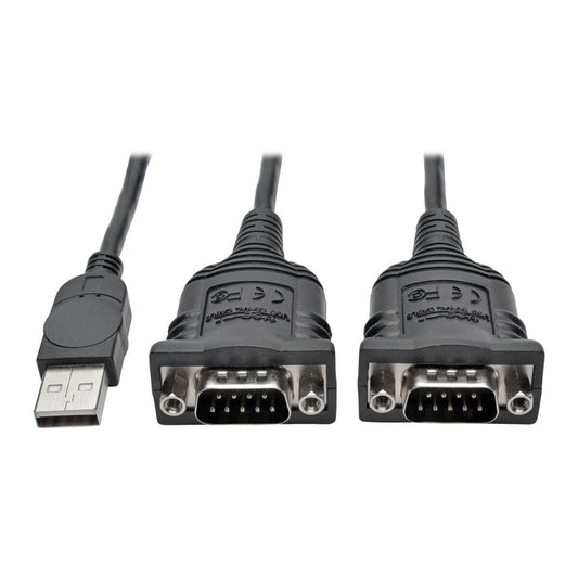 6FT 2-PORT USB TO DB9/ RS 232 SERIAL ADAPTER FTDI, COM RETENTION