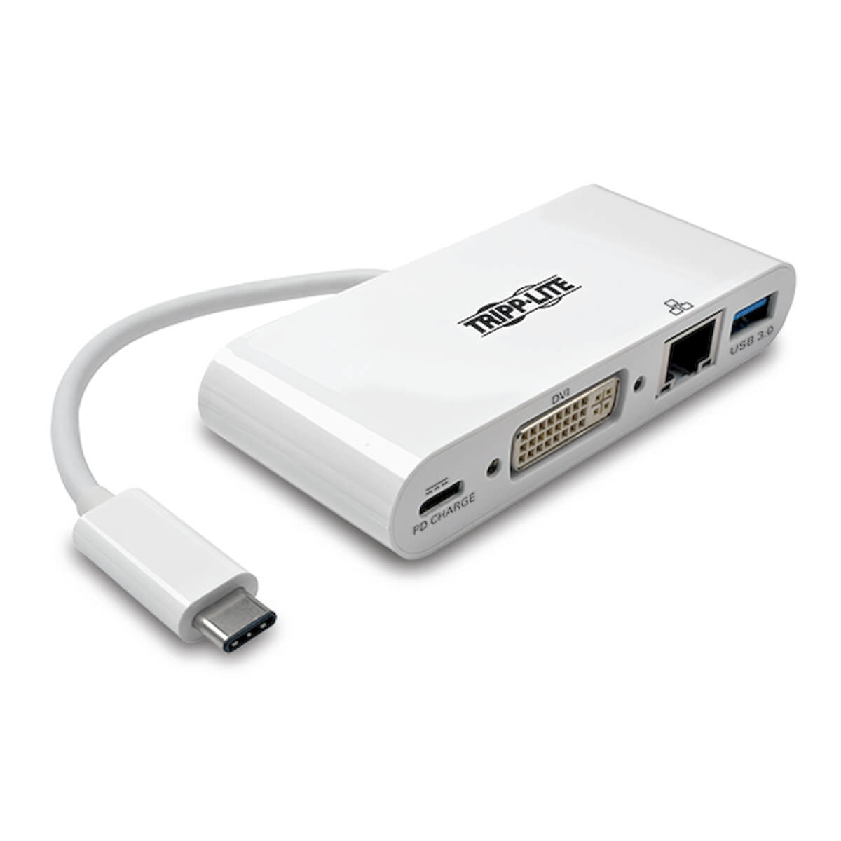 USB C TO DVI MULTIPORT VIDEO ADAPTER CONVERTER 1080P W/ USB-A HUB, USB-C PD CHAR