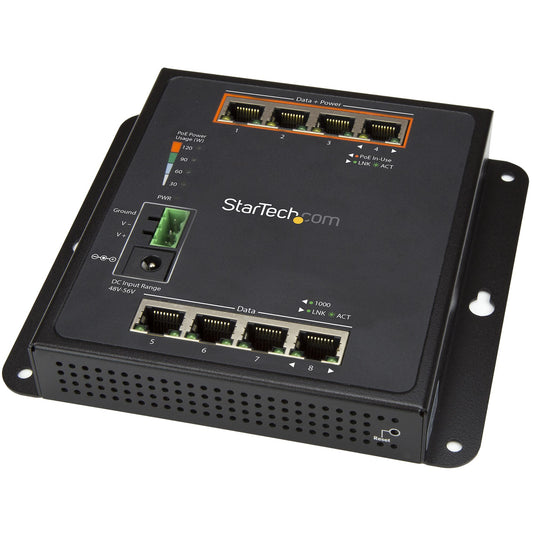 StarTech.com IES81GPOEW network switch Managed L2 Gigabit Ethernet (10/100/1000) Power over Ethernet (PoE) Black
