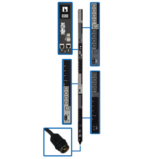 Tripp Lite PDU3EVS6H50 power distribution unit (PDU) 30 AC outlet(s) 0U Black, Gray