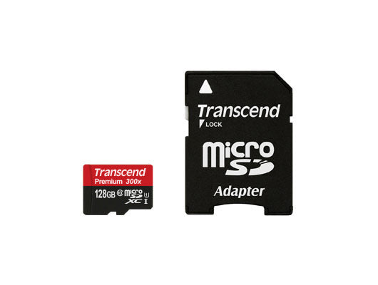 TS128GUSDU1 - Transcend 128GB MICRO SDXC CLASS 10 UHS-I (300X) WATERPROOF, WIDE TEMPERATURE (-25C - 85C)