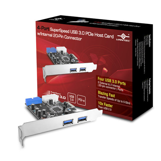 UGT-PC345 - VANTEC 4-PORT USB 3.0 PCIE W/INTERNAL 20