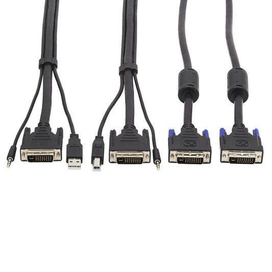 DUAL DVI KVM CABLE KIT - DVI, USB, 3.5 MM AUDIO (3XM/3XM) + DVI (M/M), 1080P, 6