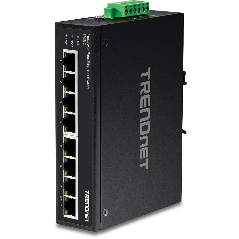 8-PORT INDUSTRIAL FAST ETHERNET DIN-RAIL SWITCH 1.6GBPS SWITCHING CAPACITY FORWA