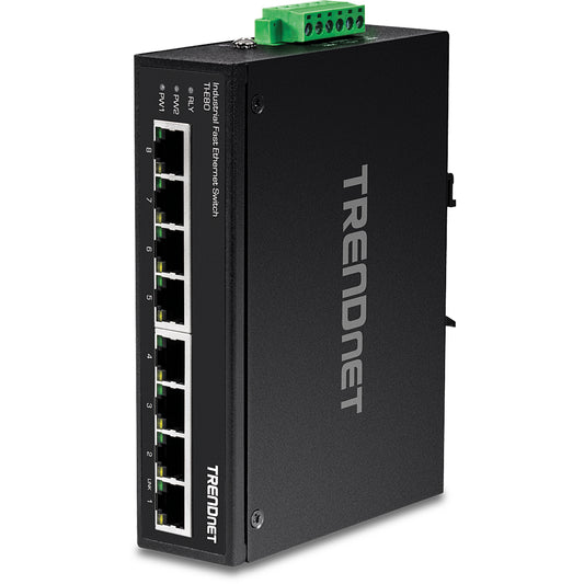 8-PORT INDUSTRIAL FAST ETHERNET DIN-RAIL SWITCH 1.6GBPS SWITCHING CAPACITY FORWA