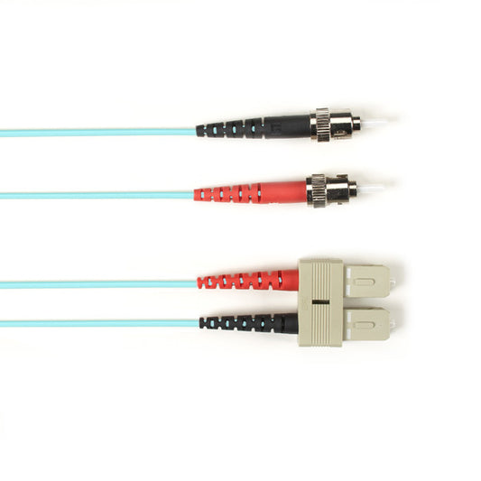 Black Box FOCMRM4-006M-STSC-AQ fiber optic cable 236.2" (6 m) 2x ST 2x SC OFNR OM4 Aqua color