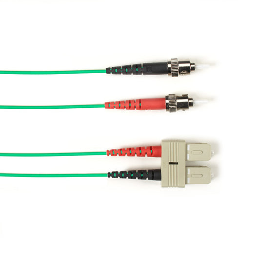 OS2 9/125 SINGLEMODE FIBER OPTIC PATCH CABLE - LSZH, ST TO SC, GREEN, 20-M (65.6