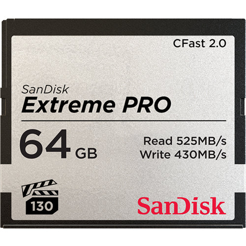 SANDISK EXTREME PRO CFAST 2.0, 64GB, FULL HD, 4K VIDEO RECORDING