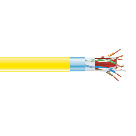 CAT6A 650-MHZ SOLID ETHERNET BULK CABLE - SHIELDED (F/UTP), CMP PLENUM, YELLOW,