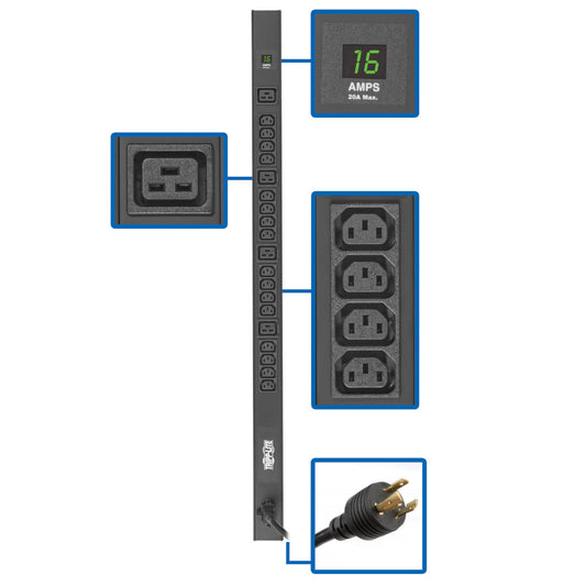 Tripp Lite PDUMV20HV-36 power distribution unit (PDU) 20 AC outlet(s) 0U Black