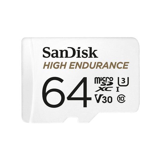 SANDISK HIGH ENDURANCE MICROSDXC, 64GB, U3, V30, C10, FULL HD RECORDING, W/ADAPT