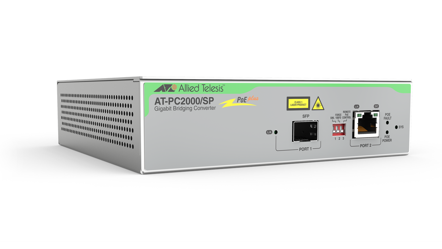 AT-PC2000-SP-960 - Allied Telesis PoE+ to SFP Switching Media Converter