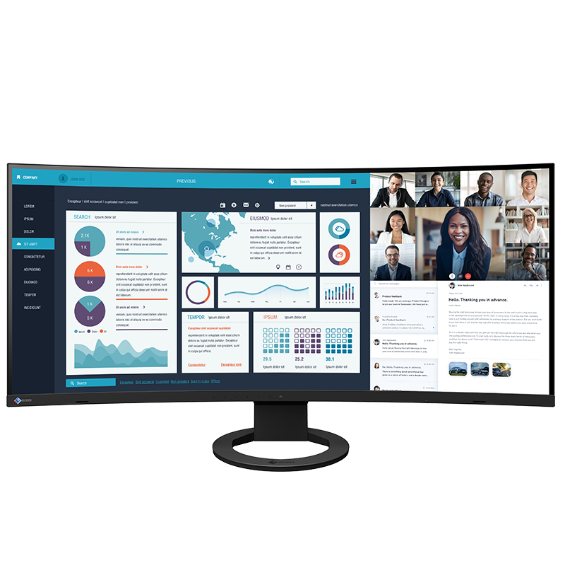 EV3895-BK - EIZO FlexScan 37.5" UWQHD+ Curved USB-C Monitor Black