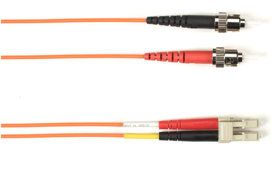 OM1 62.5/125 MULTIMODE FIBER OPTIC PATCH CABLE - OFNR PVC, ST TO LC, ORANGE, 2-M