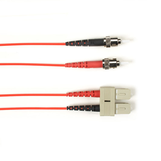 OM1 62.5/125 MULTIMODE FIBER OPTIC PATCH CABLE - LSZH, ST TO SC, RED, 2-M (6.5-F