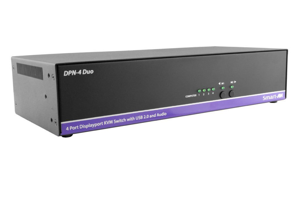 DPN-4DUO-S - Smart-AVI 4-PORT DUAL DISPLAYPORT KVM SWITCH WITH USB 2.0 AND FRONT PANEL PUSH BUTTONS.INC