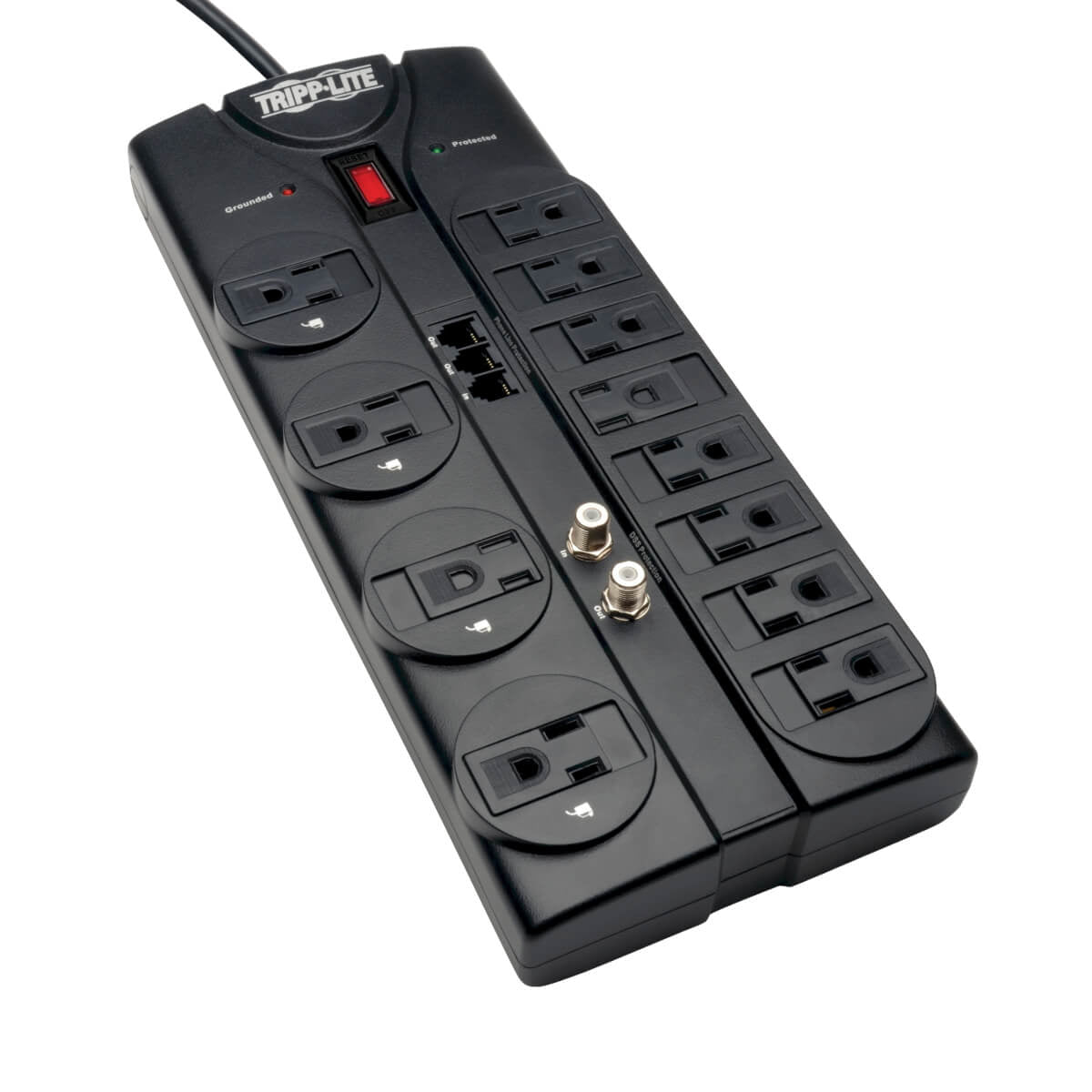 Tripp Lite TLP1208TELTV surge protector Black 12 AC outlet(s) 120 V 94.5" (2.4 m)